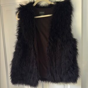 Club Monaco Women's Black Ostrich Feather Vest
